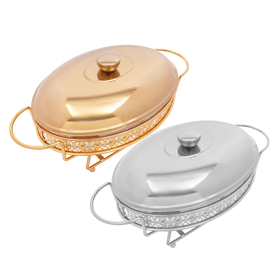 Elegant Oval Glass Buffet Serving Tray with Lid
