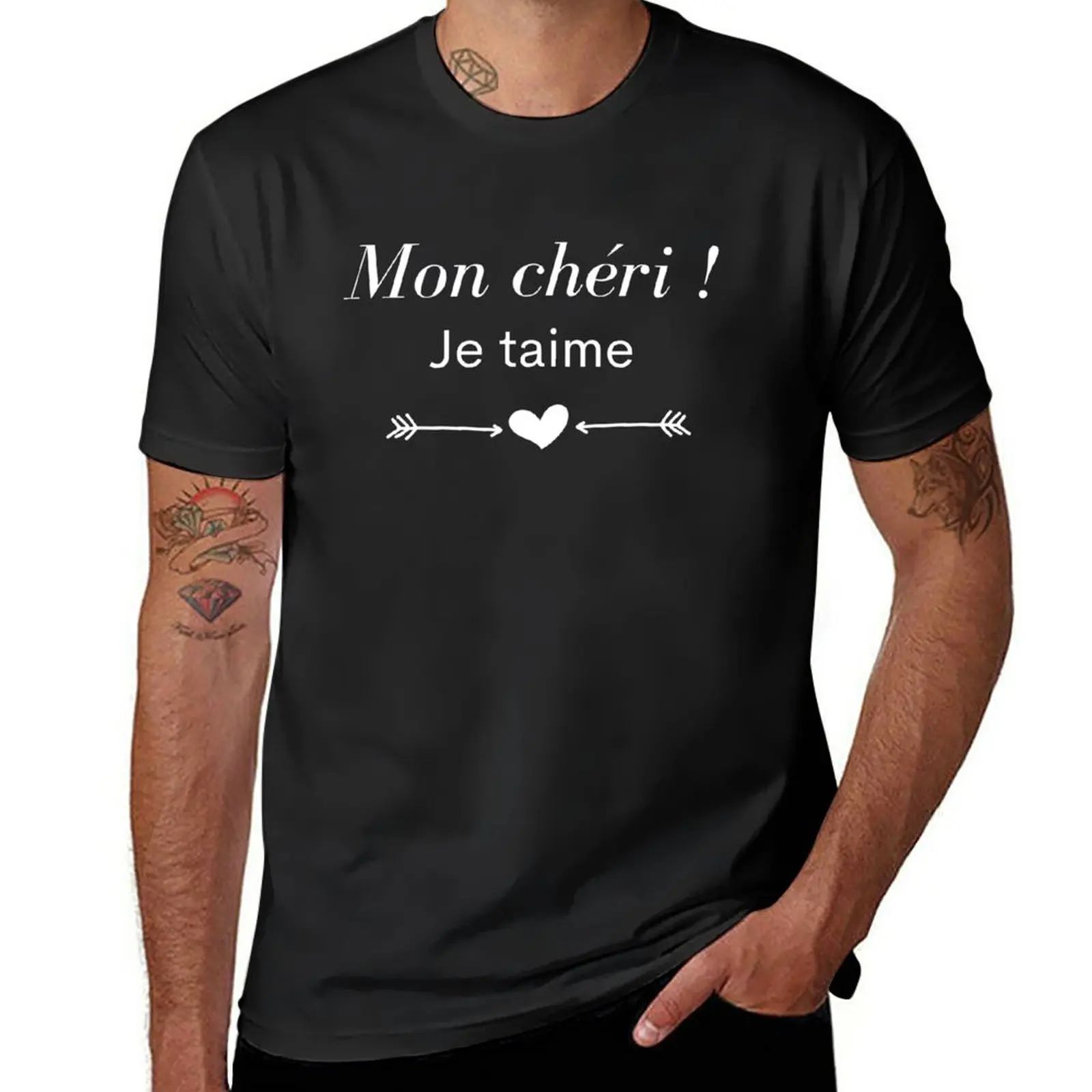 Neue mon chéri je t'aime T-Shirt benutzer definierte T-Shirt Kurzarm T-Shirts für Männer Pack