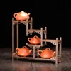 Chinese Kung Fu tea pot Crafts Display Holder Shelves Teapot Tea Set Wood carving Display Stand Decoration Home Tea Accessories 4