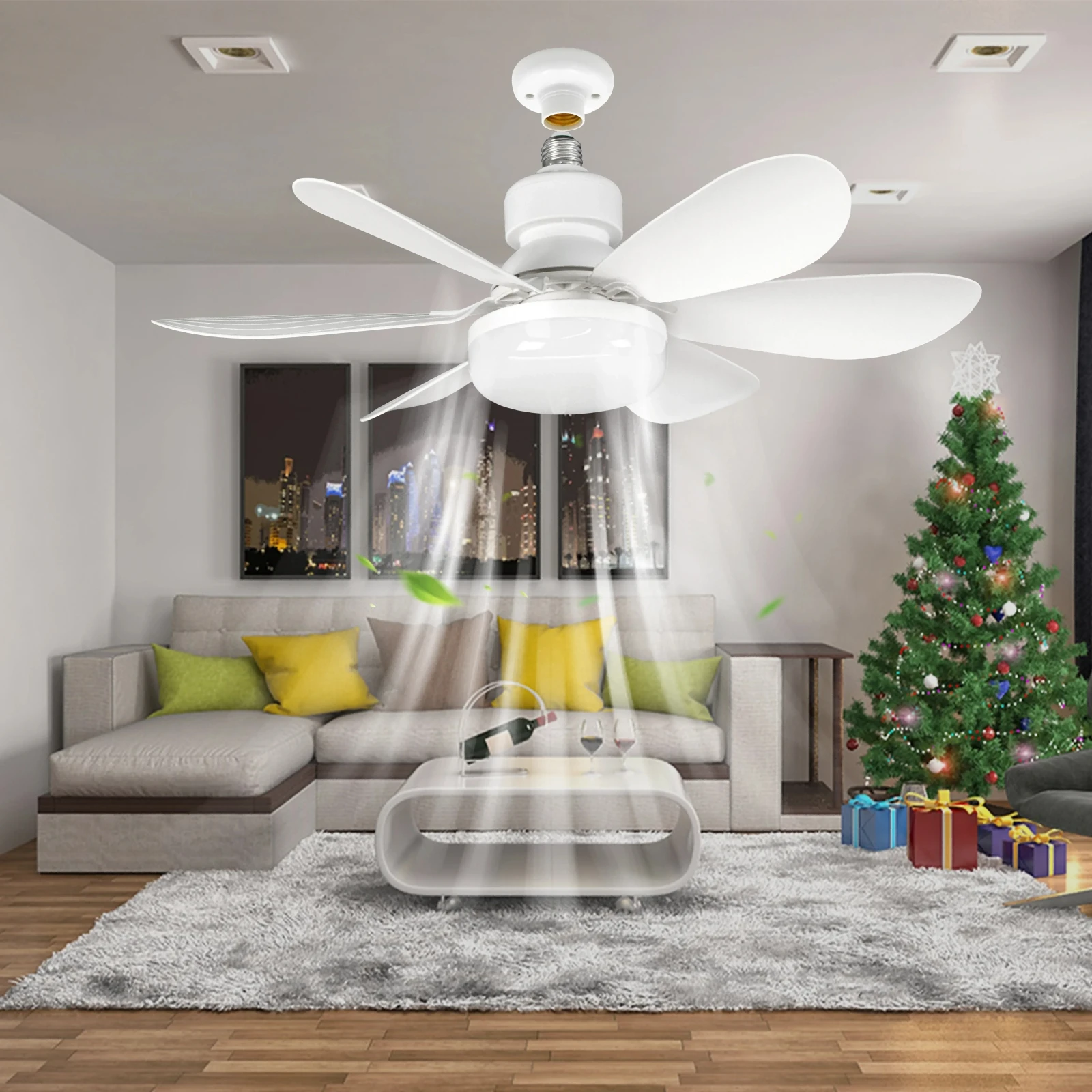 LED ceiling fan light E27 with remote control dimming 3-speed adjustable wind speed suitable for living room study home use 2
