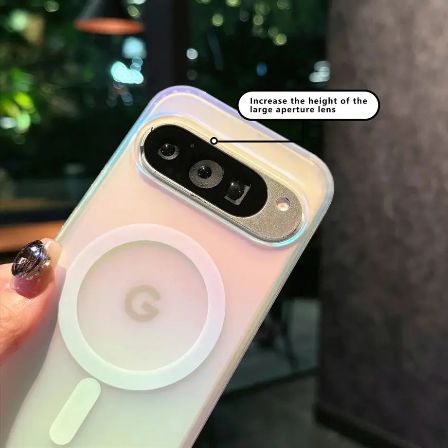 Laser Gradient Magnetic Silicon Case with Wireless Charging Compatibility - Colorful Frosted Cover