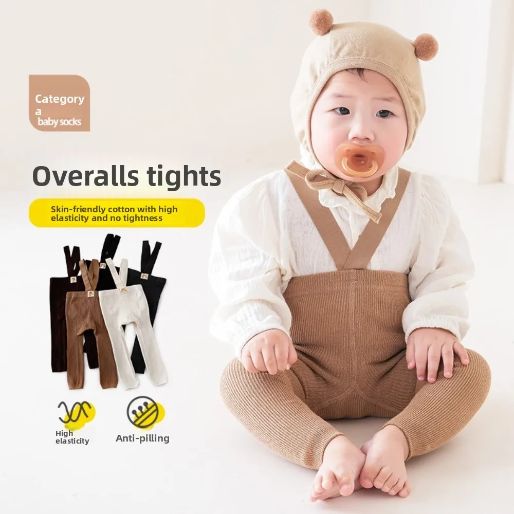 Warm Newborn Suspender Tights Stockings Suspender Pants Ribbed Leggings Overalls Knit Tights Elasticity Children's Tights