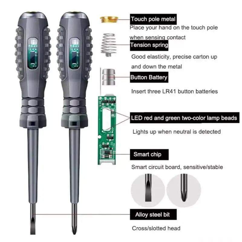 Portable Handheld Voltage Tester Pen Electric Screwdriver Test Pencil Zero Line Induction Power Detector Voltmeter Tester Tools
