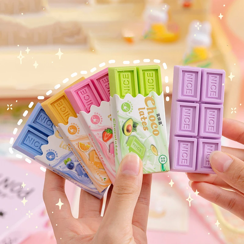 Novelty Candy Color Chocolate Rubber Eraser Kawaii Erasers Office School Supplies Stationery Kids Students Cool Prizes