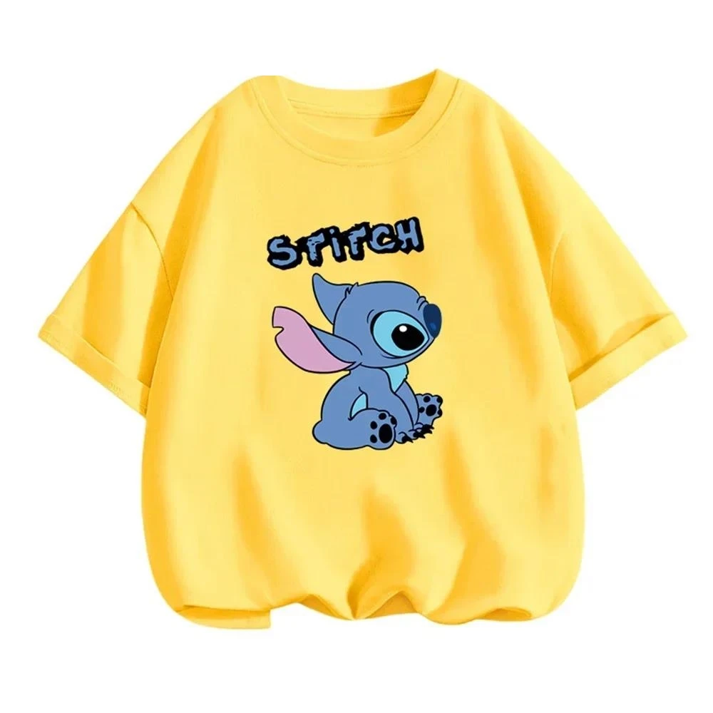 thumbnail image 1 of Camisón infantil de Stitch con diseño de anime kawaii, camisetas casuales de verano a la moda con múltiples dibujos animados, camisetas con cuello redondo y manga corta estampadas, 1 of 5