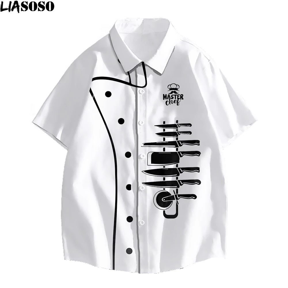 LIASOSO 2022 Hot Sale Fashion Shirt Chef Gifts Personalized Name 3D Printed Mens Summer Short Sleeve Unisex Casual Sports Shirt
