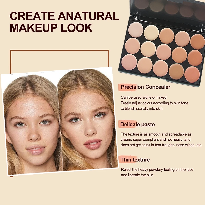Concealer Palette Multifunction Concealer Palette Cream Texture Covers Acne Marks Dark Circles 15 Colors Face Makeup Waterproof Make up Cosmetics makeup concealer waterproof concealer face concealer concealer palette