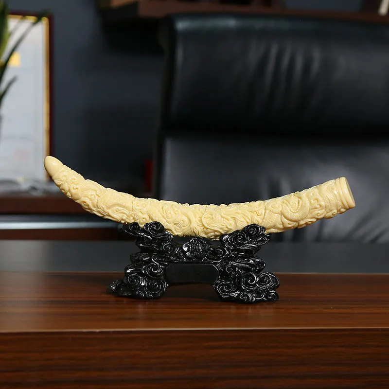 

New Creative Chinese Style Dragon Pattern Ivory Ornaments Imitation Ivory Living Room Study Art Ornaments