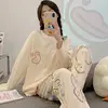 Spring and Autumn New Women's Pajamas Homewear Set of Girls Students Fall and Winter Homewear Big Size Cartoon Loose Pajamas Set 4