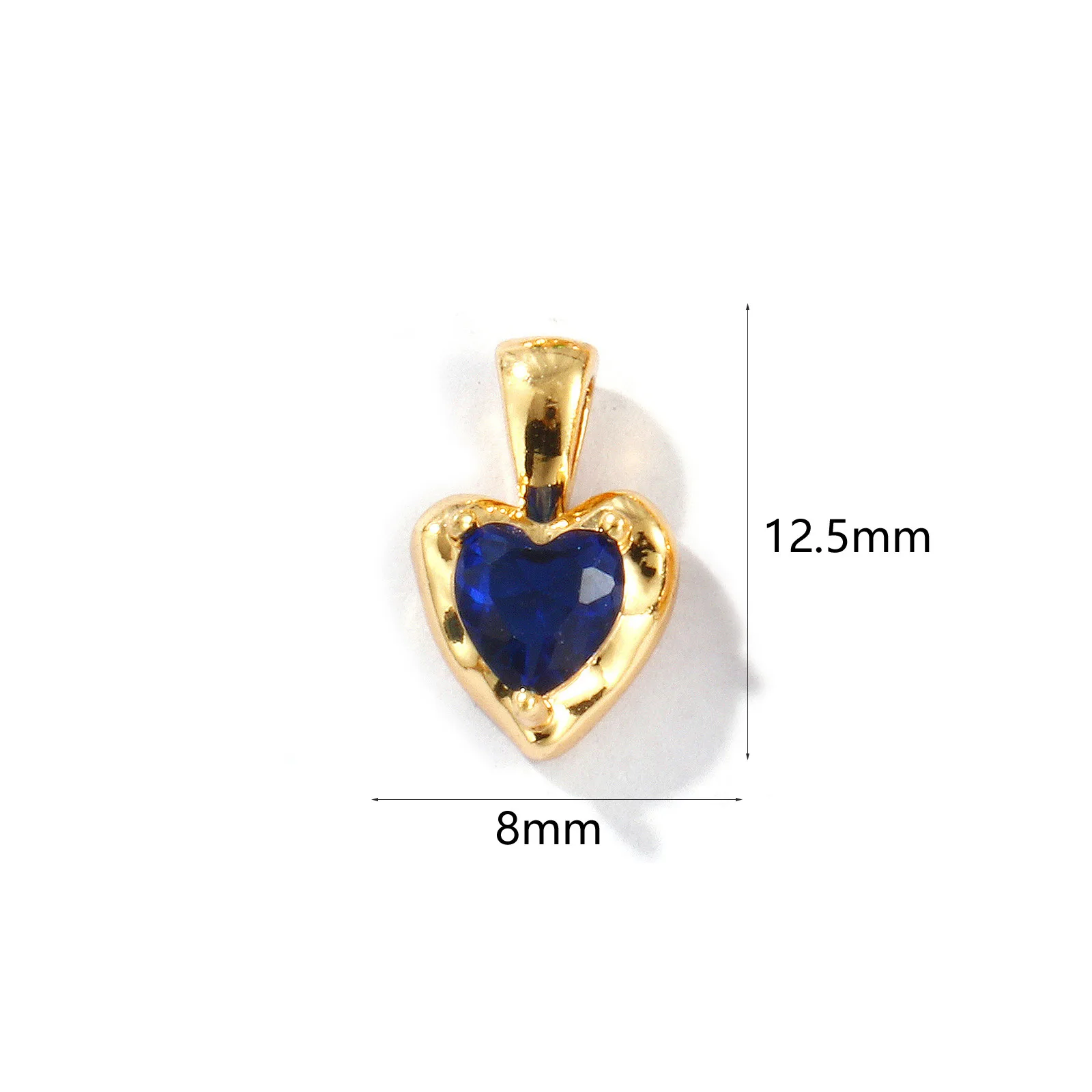 2 Stück Herz-Messing- und Strass-Geburtsstein-Charms, 18 Karat vergoldet, Anhänger für DIY-Halskette, Ohrringe, Schmuckherstellung, 12,5 mm x 8 mm – Detail 6