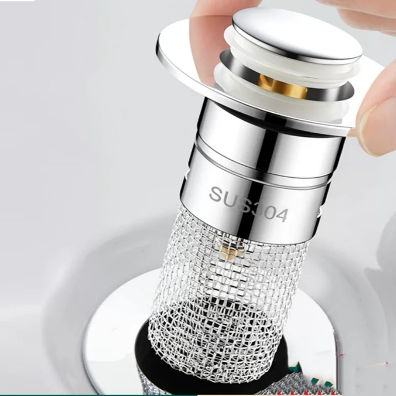 1pc Hand washing art basin filter bounce core leak plug basin sink accessories drain deodorization net press type
