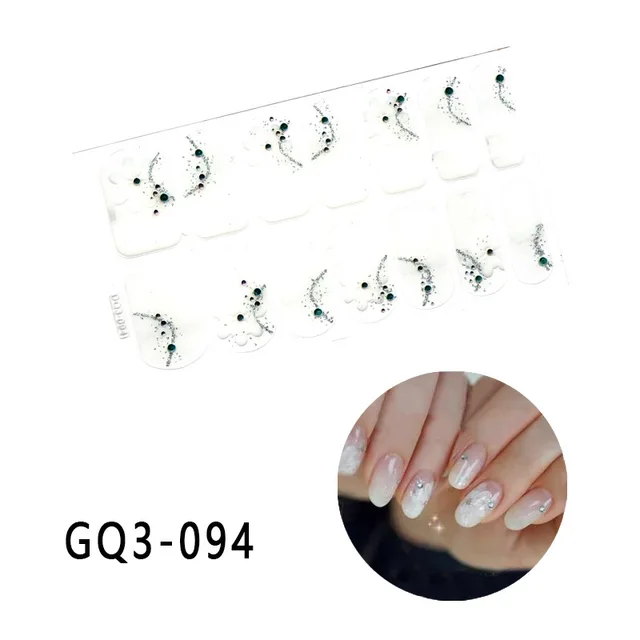 Korean Fashion Colorful 3D Glitter Sequins Nail Art Stickers Manicure DIY Nail Strips Wraps Solid Color DQ3-094