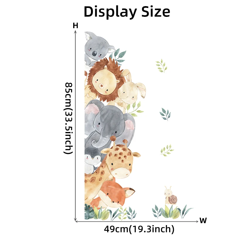 Description Picture 3 of item1 Pc Cartoon Cute Peep Animals Elephant Giraffe Rabbit Wall Stickers for Waterproof PVC Kids Room Kindergarten Home Decoration