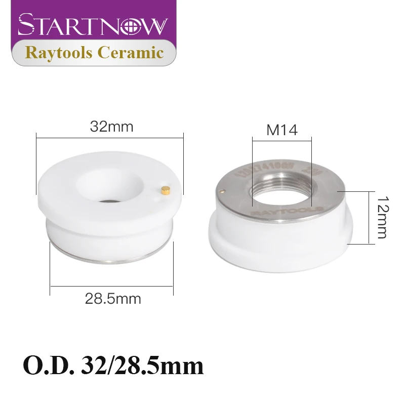 Startnow Raytools Empower 섬유 절단기 예비 부품 용 기존 레이저 세라믹 D32mm 레이저 헤드 노즐 홀더