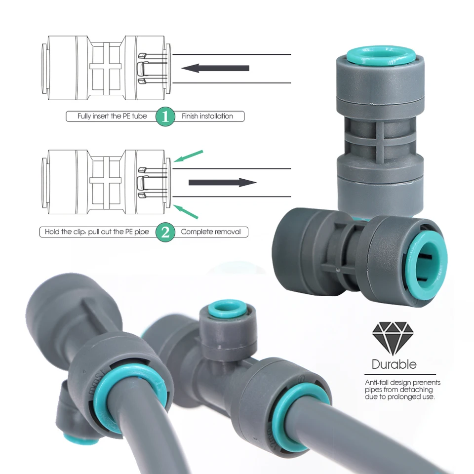 5 Conectores De Embrague Para Manguera PE 16 Mm - Sistema Riego Por Goteo LST (Rápido)