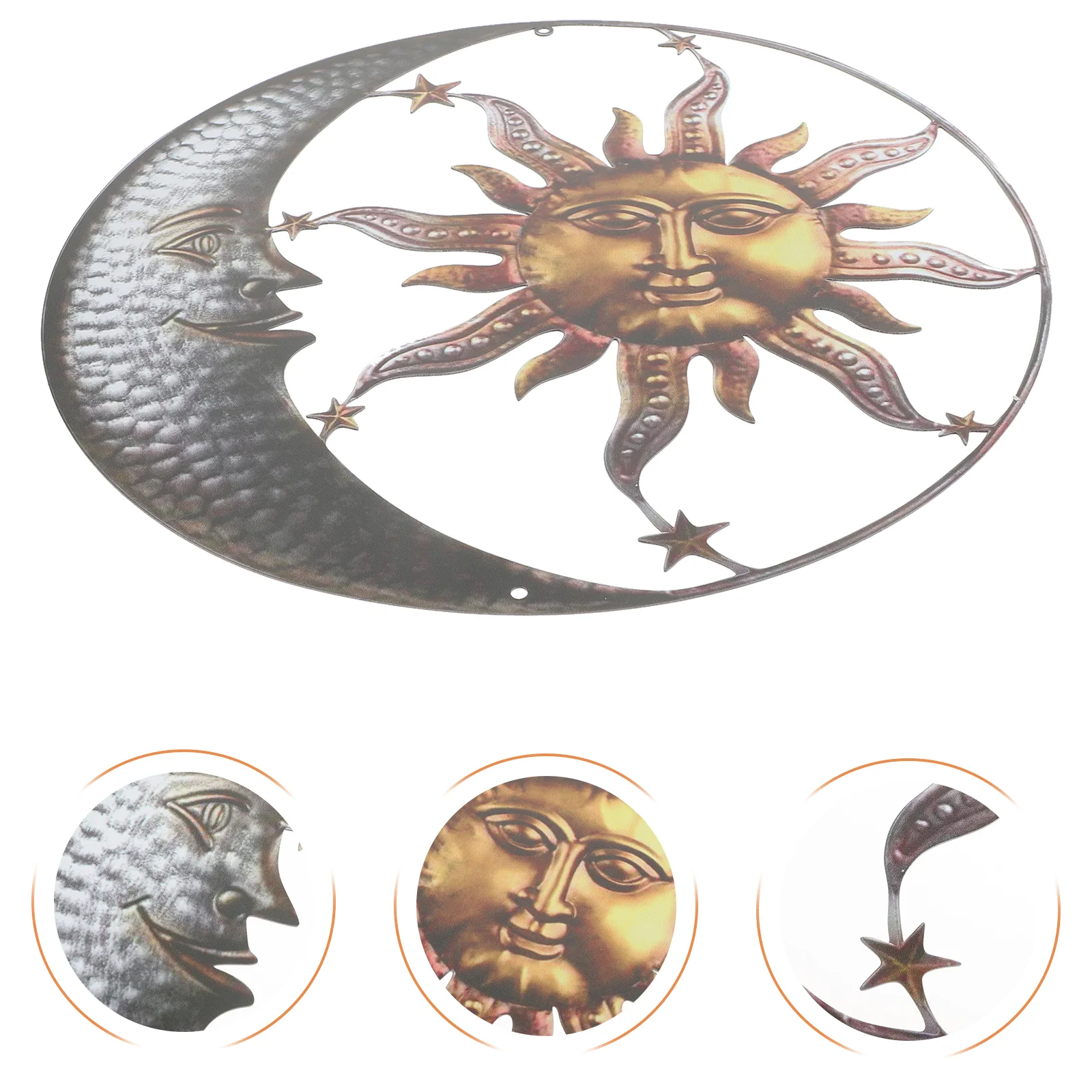 

Indoor and Outdoor Sun Moon Metal Wall Decoration (black Yellow - Flat Style) Hanging Decorations Ornaments Craft