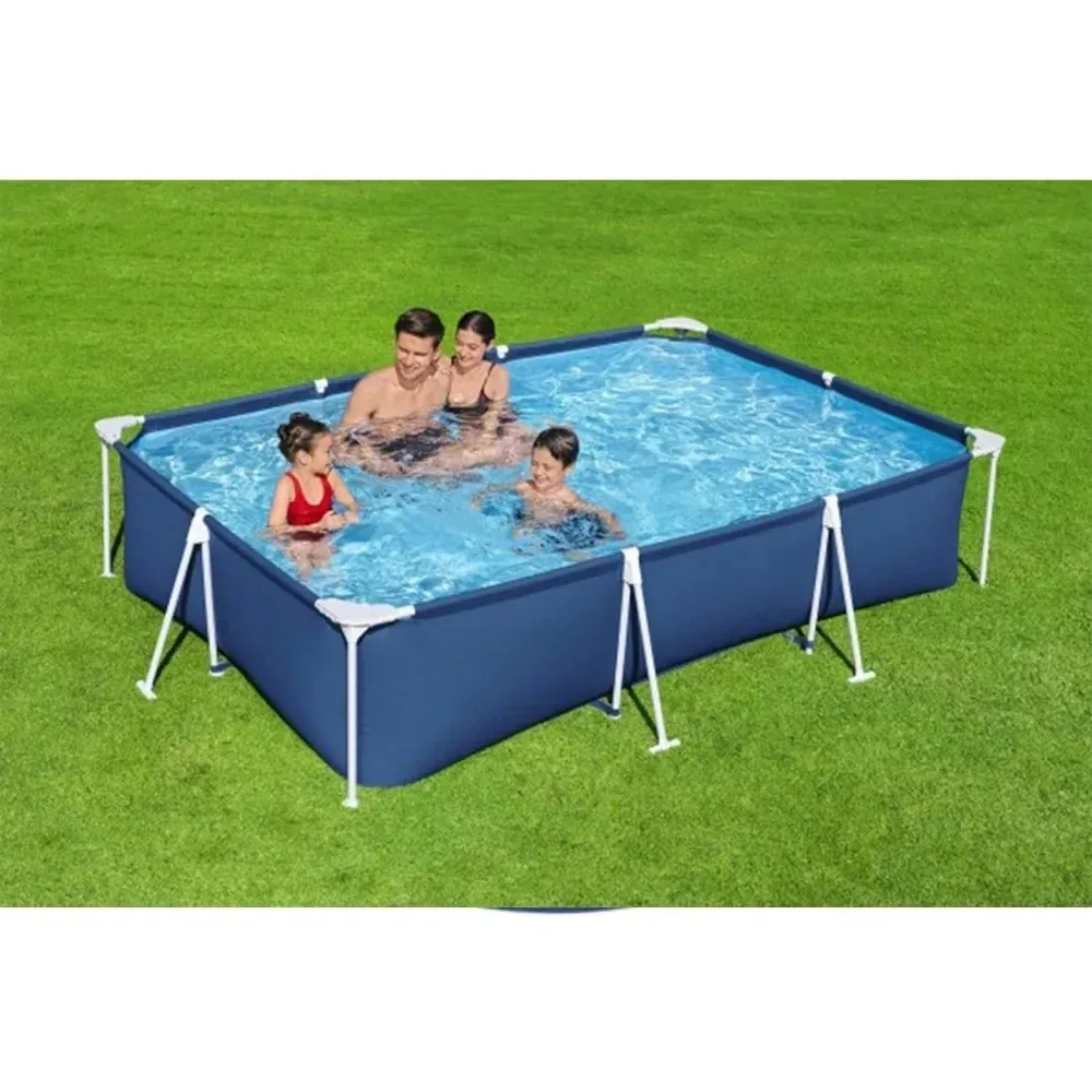 13ftX 6ft，11inX32in.Swimming Pool, Rectangular Steel Frame Above Ground Outdoor Backyard Swimming Pool Set