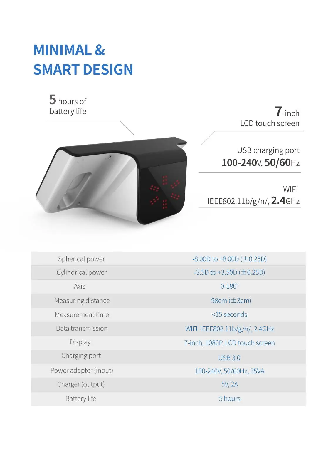 Popular Model Portable Optical Distance Measurement Instrument VS-800A Autorefractor Vision Screener