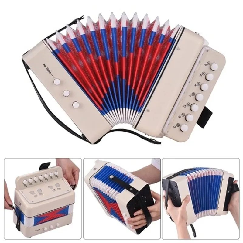 

Accordion 7 Key Mini Children’s Educational Accordion Button Piano Educational Musical Mini Accordion Instrument Toy Practi