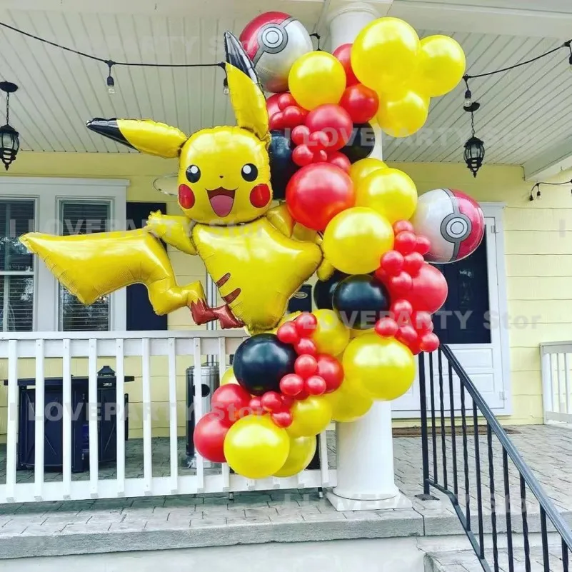 

65pcs/set Pokemon Pikachu Balloon Party Decorations Squirtle Bulbasaur Birthday Party Pocket Balloon Gift Figure Kids Gifts Toys