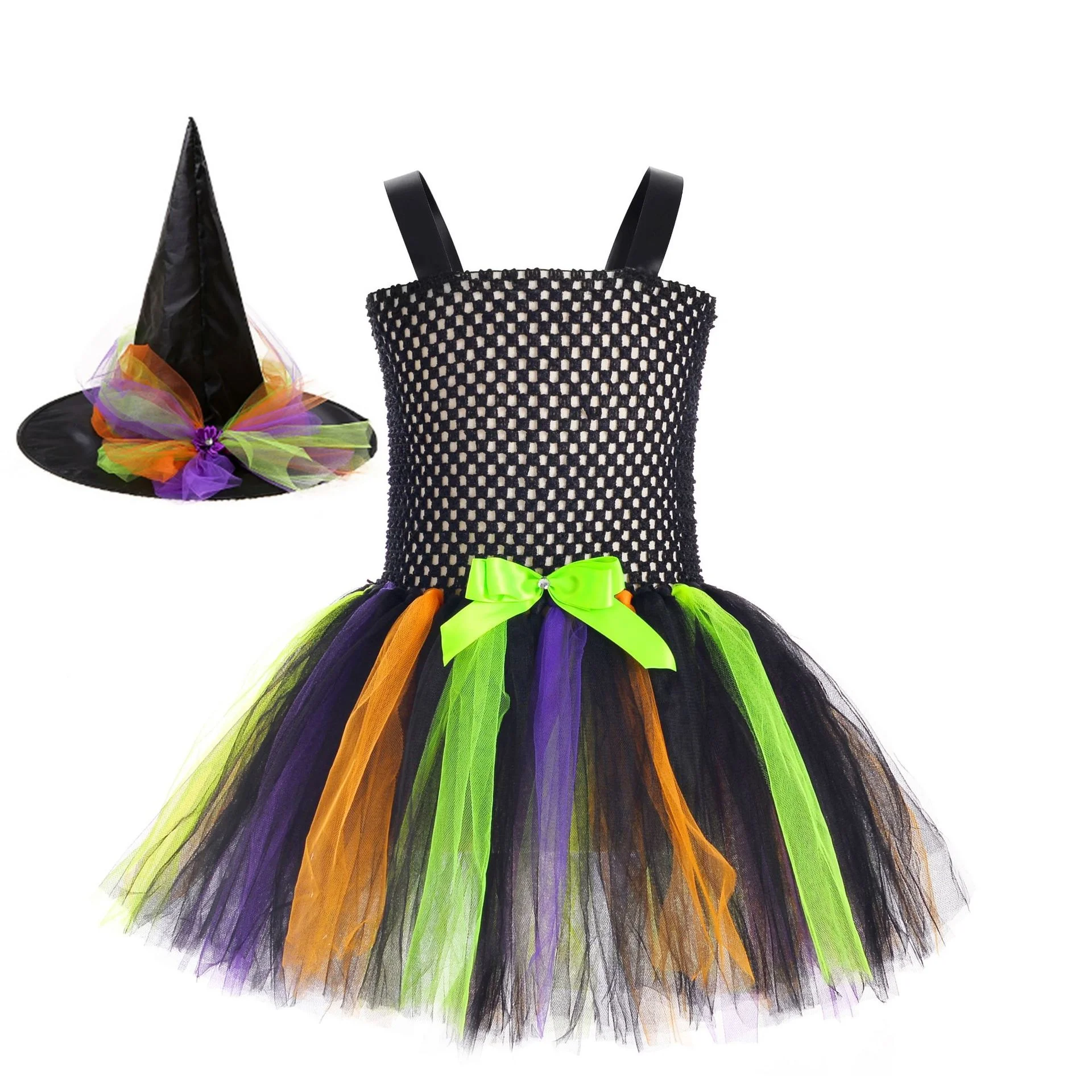 

2022 New Halloween Little Witch Dress Suit Girls Dress Show Party Carnival Dress Halloween Cosplay Tutu Dress Children KIds