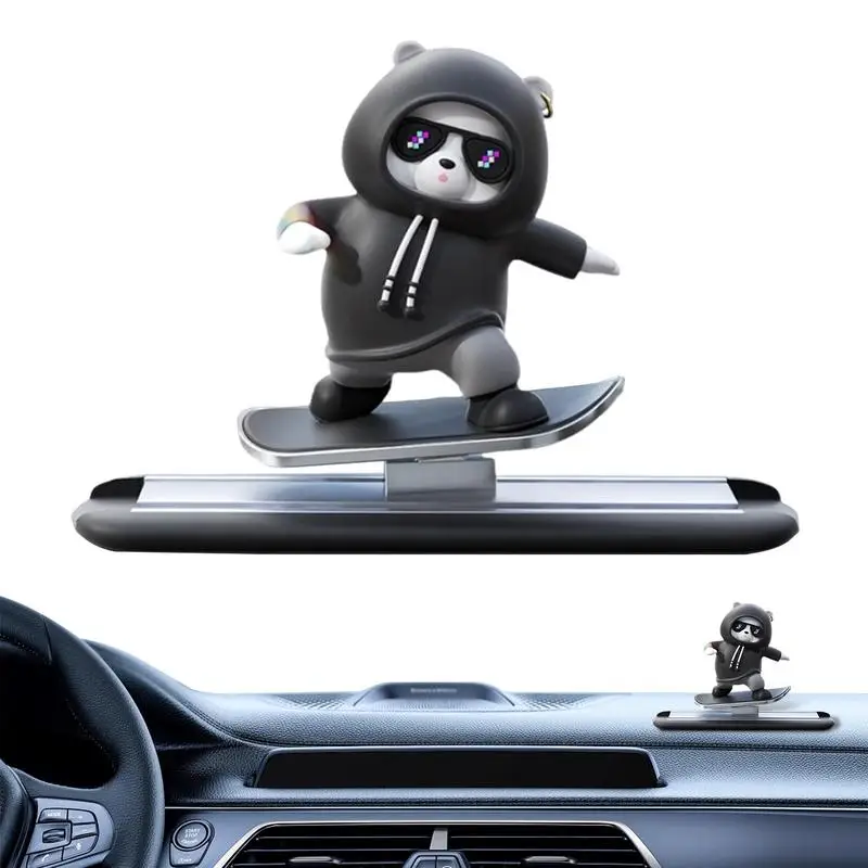 Skateboarding Bear Car Decor Skater Bear auto Interior Decoration Dashboard Ornament Car Accessories for Car Interior Decor