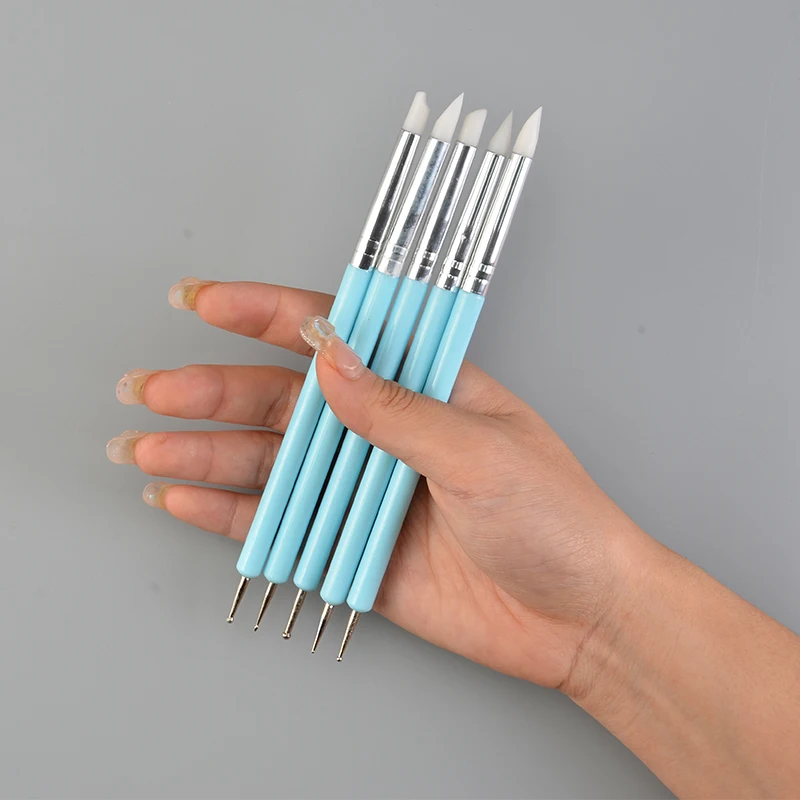 5 double head rhinestone nail carving pen auxiliary tools, manual clay modeling, fondant cake baking tool pen