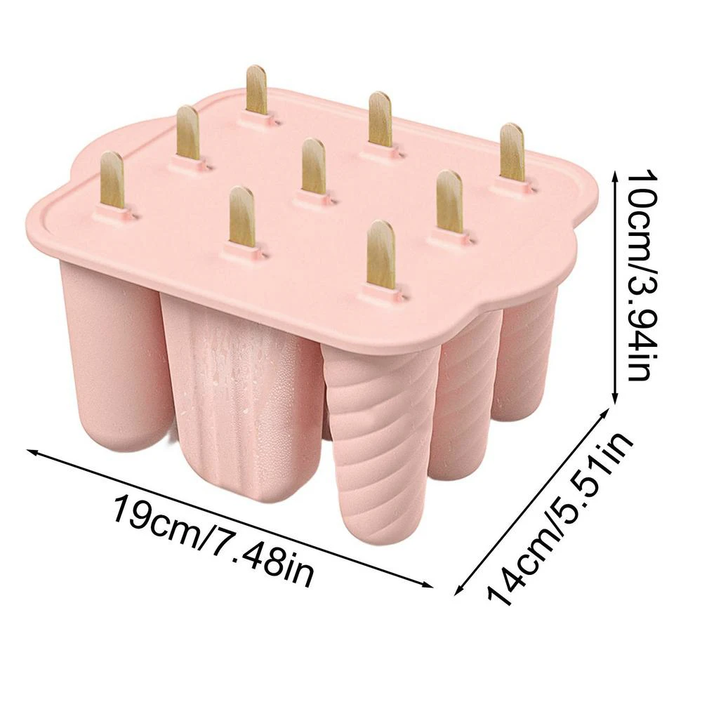 9 hole Silicone Popsicle Molds Easy Release Homemade Popsicle Ice Pop Maker with 50PCS Sticks+Cleaning Brush ice mold
