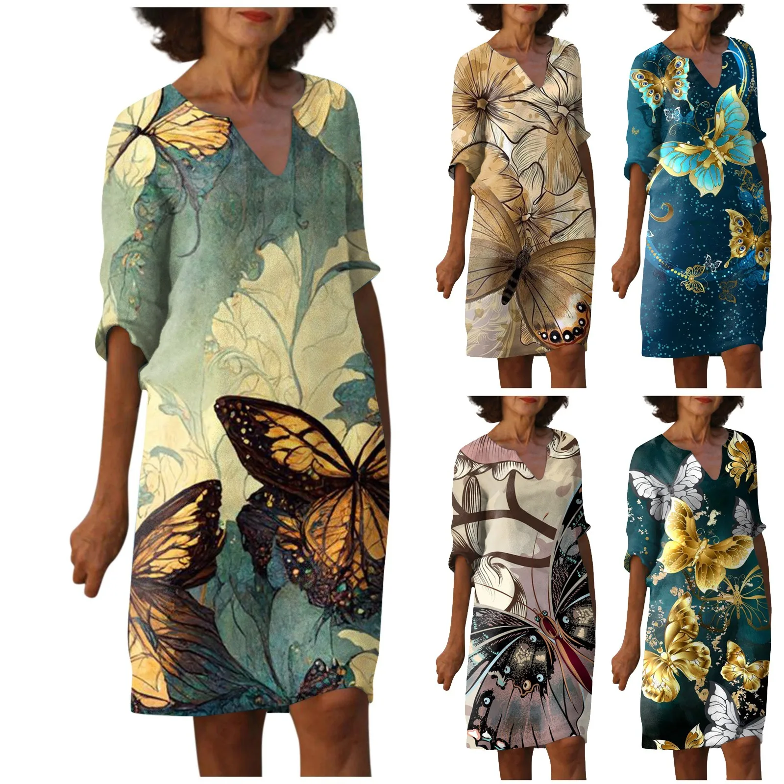 

Clothing Female Comfortable Slim Fit Party Butterfly Floral Printed Loose Ladies Summer Vacation Outfit For Woman 2023 Vestidos