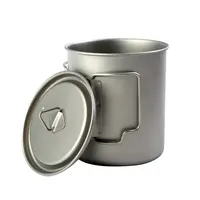 Camping Titanium Cups 450ml 550ml 650ml 750ml Ti Cups Cooking Pot Ultralight Folding Handle 1