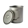 New Camping Titanium Cups 300ml 450ml 750ml Cooking Pot Ultralight Folding Handle 3