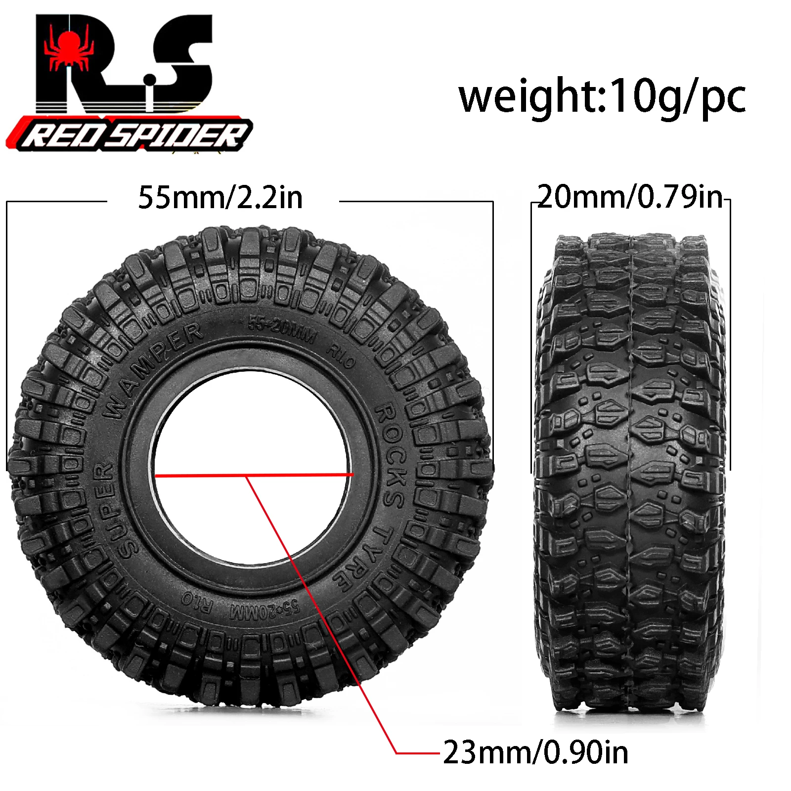 Pneus souples RED SPIDER 1.0 55mm installés sur un TRX4M en action sur un rocher