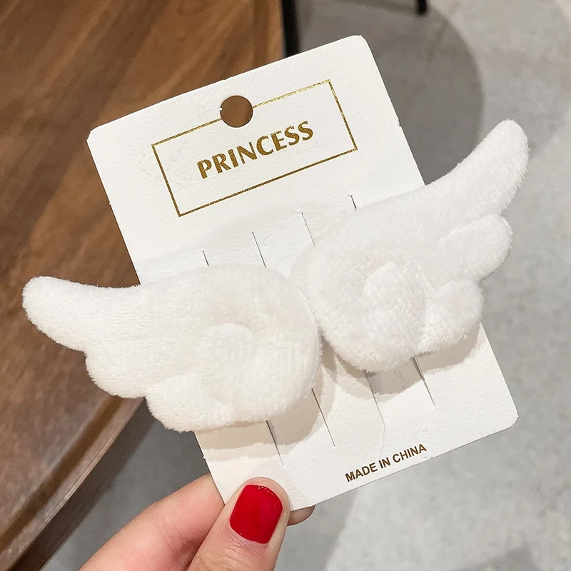 Set of 2 Adorable Angel Wing Plush Hairpin Accessories