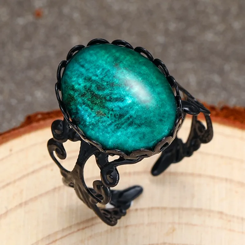 Gothic Blood Cameo Fashion Rings for Women Girls Witchcraft Jewelry Accessories Gift Mystery Venom Vampire Adjustable Ring