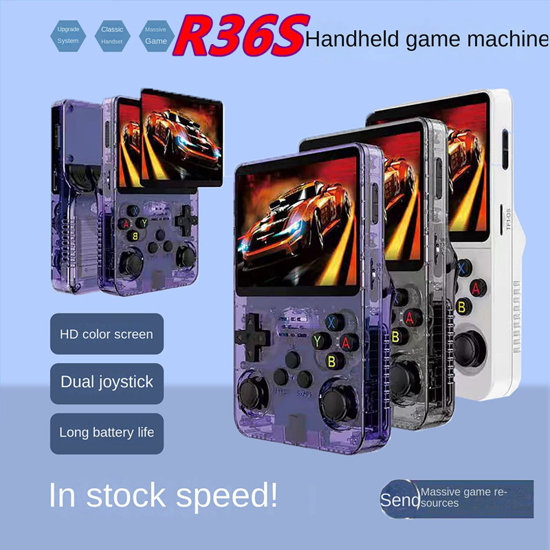 ​R36S Retro Handheld Game Console 3.5 Inch IPS Screen Open Source System 3500mAh Battery Portable Player Game Pocket Kids Gift
