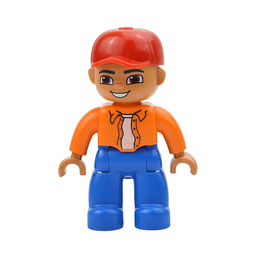 Jumbo Building Block Character Set - Farmer, Pirate, Worker, Doctor & Policeman Figures