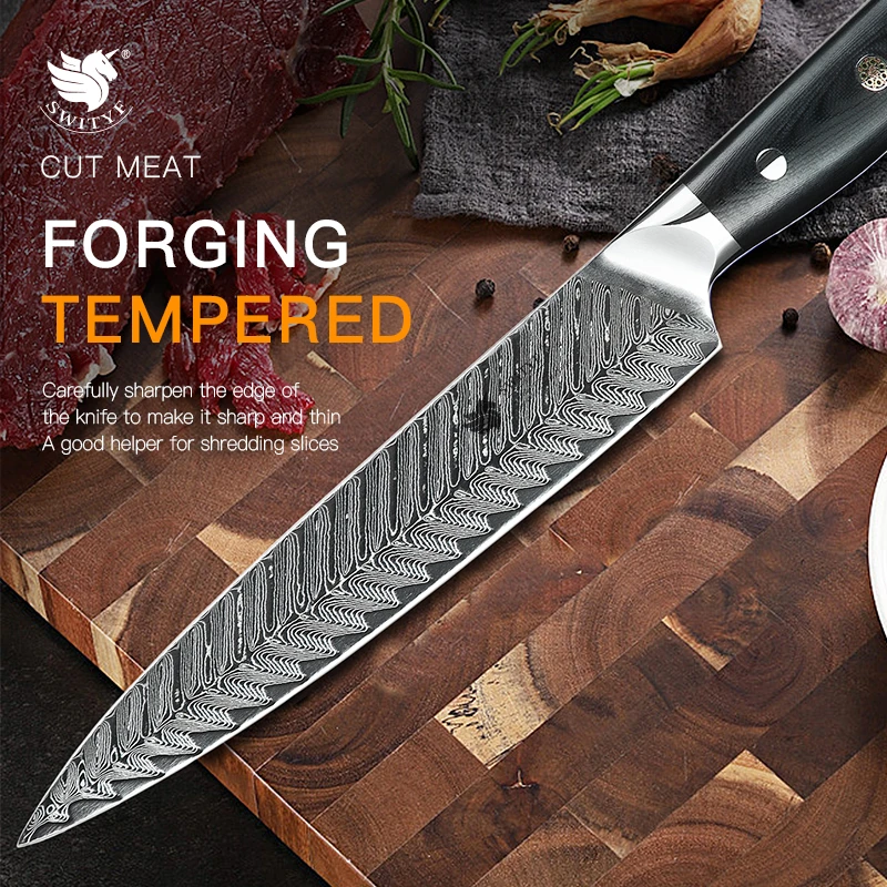 Swityf 8 Inch Cleaver Knife Japanese Vg10 Damascus Kitchen Knives