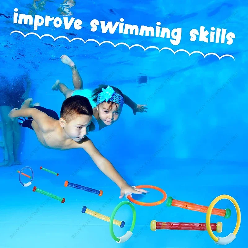 Pool Diving Toys Swimming Swim Including Sticks Torpedo Bandits Rings for Easy To Find Grab