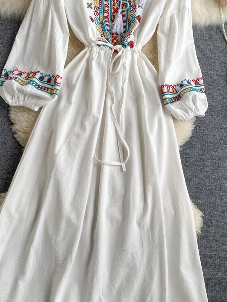 AMERI☆DAMASK EMBROIDERY LINEN DRESS Lorna Embroidered Linen Maxi Dress
