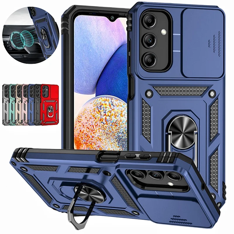 Armor Protective Case with Slide Camera Lens Cover and Magnetic Ring Stand