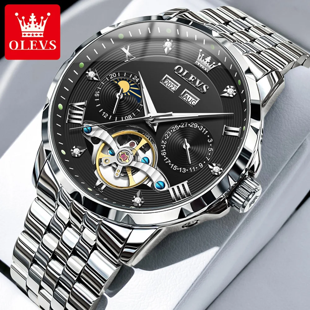 Crypto King Flying Tourbillon Watch 7two OLEVS 7013 Luxury Tourbillon  Waterproof Watch For Men