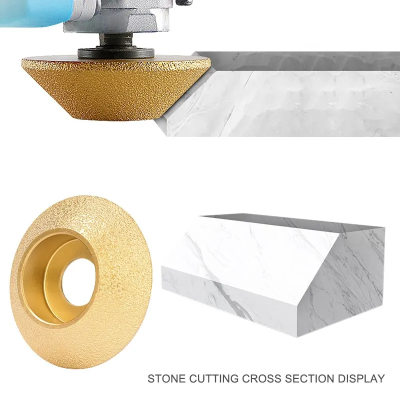 Hampton Diamante Soldadas Rebolo 45 Graus Hypotenuse Afiação Moagem Disco Ajuste Ângulo Moedor Furo 20 mm Diâmetro Polegada 75 mm - Image 3