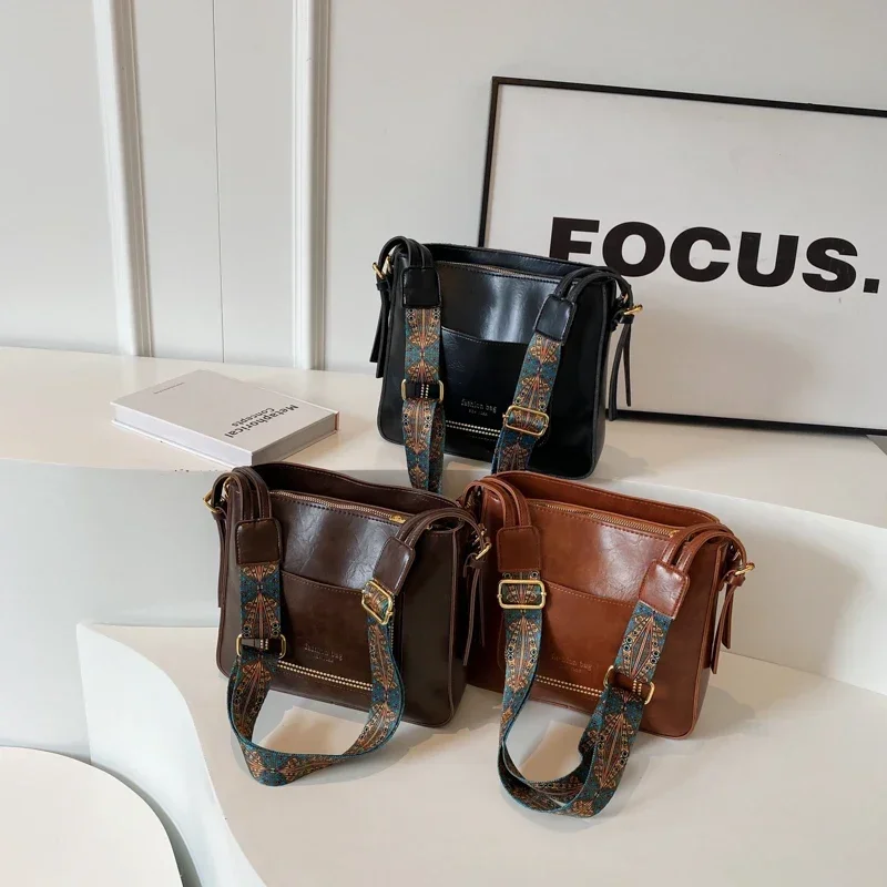 

Сумка на плечо в стиле ретро, женская сумка через плечо, новинка 2024, модная Ретро сумка через плечо из искусственной кожи, трендовая сумка, кошелек высокого качества