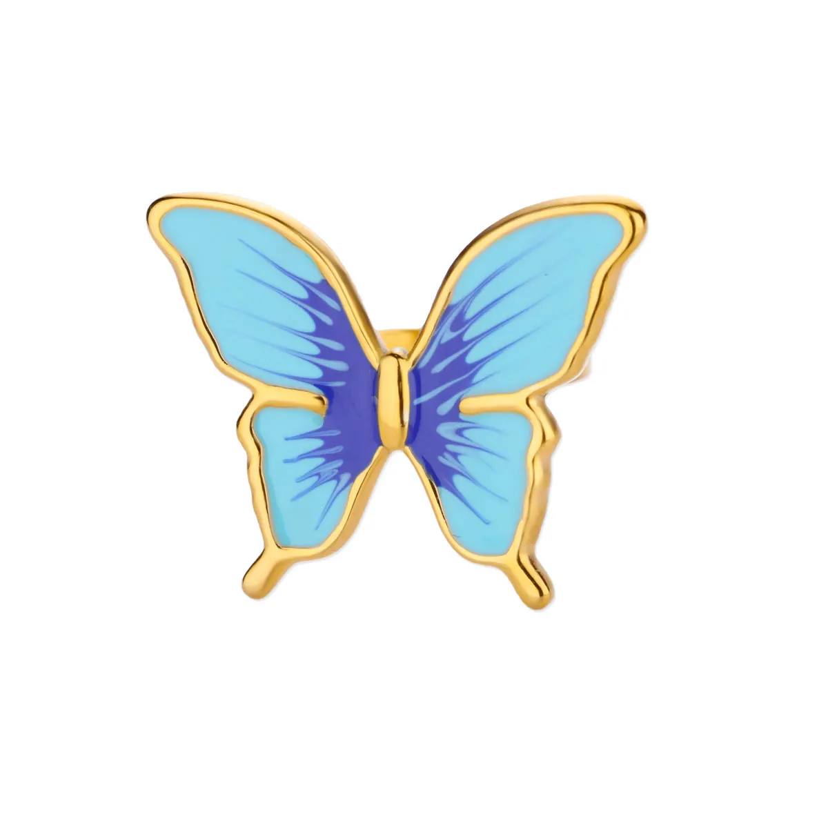 Blue Stainless Steel Ring Gold Color For Women