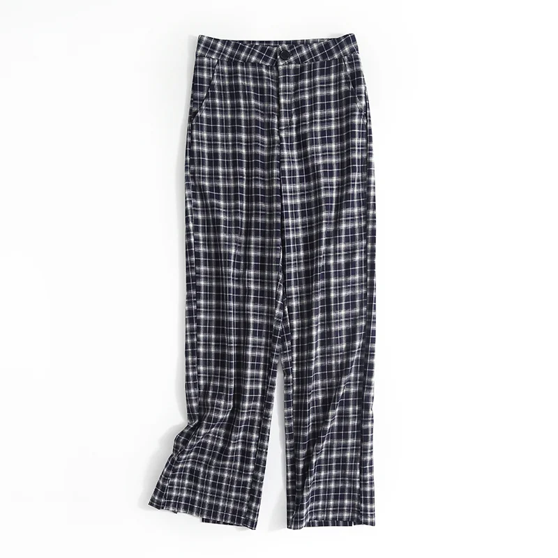 slacks Summer new street fashion loose straight slit plaid casual pants for women, casual all-match slim trousers for women gloria vanderbilt capris