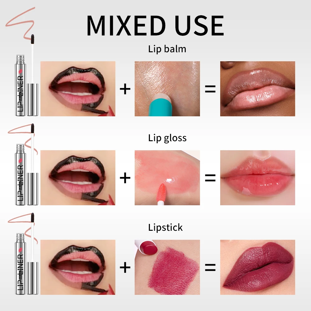 4Colors Waterproof Lip Liner Peel Off Tattoo Lipgloss Waterproof Long Lasting Matte Lip Tint Brown Contour Tear-off Lips Stain