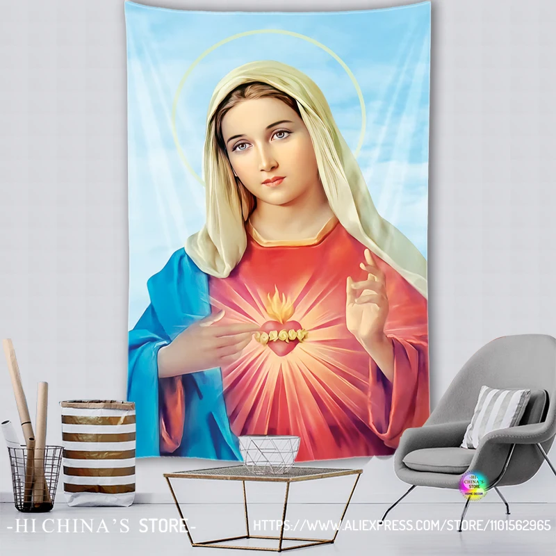 Jungfrau Mary Christus Jesus nach Hause dekorative Engel ästhetische Zubehör Wandbehang christliche Kirche Wand dekoration Raum dekor Kunst – Detail 3