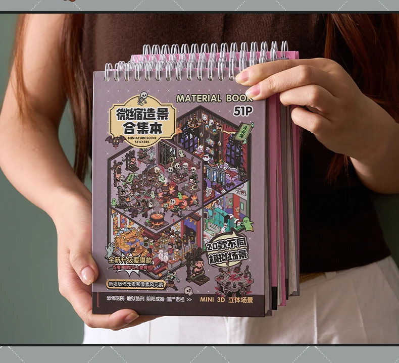 Kawaii 3D Cartoon Miniatur Szene Aufkleber Buch Sammlung DIY Scrapbooking Tasche Haus Stapeln Spiel Aufkleber Kinder Geschenke – Detail 8