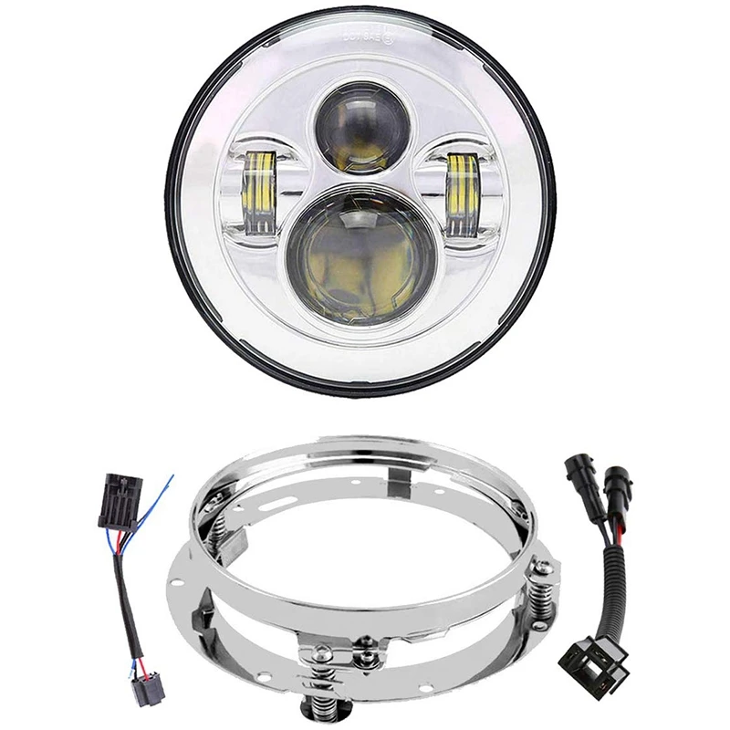 

7 Inch LED Headlight With Mounting Bracket Motorcycle Headlamp Kit For Touring Street Glide Road King Ultra Classic Electra Glid