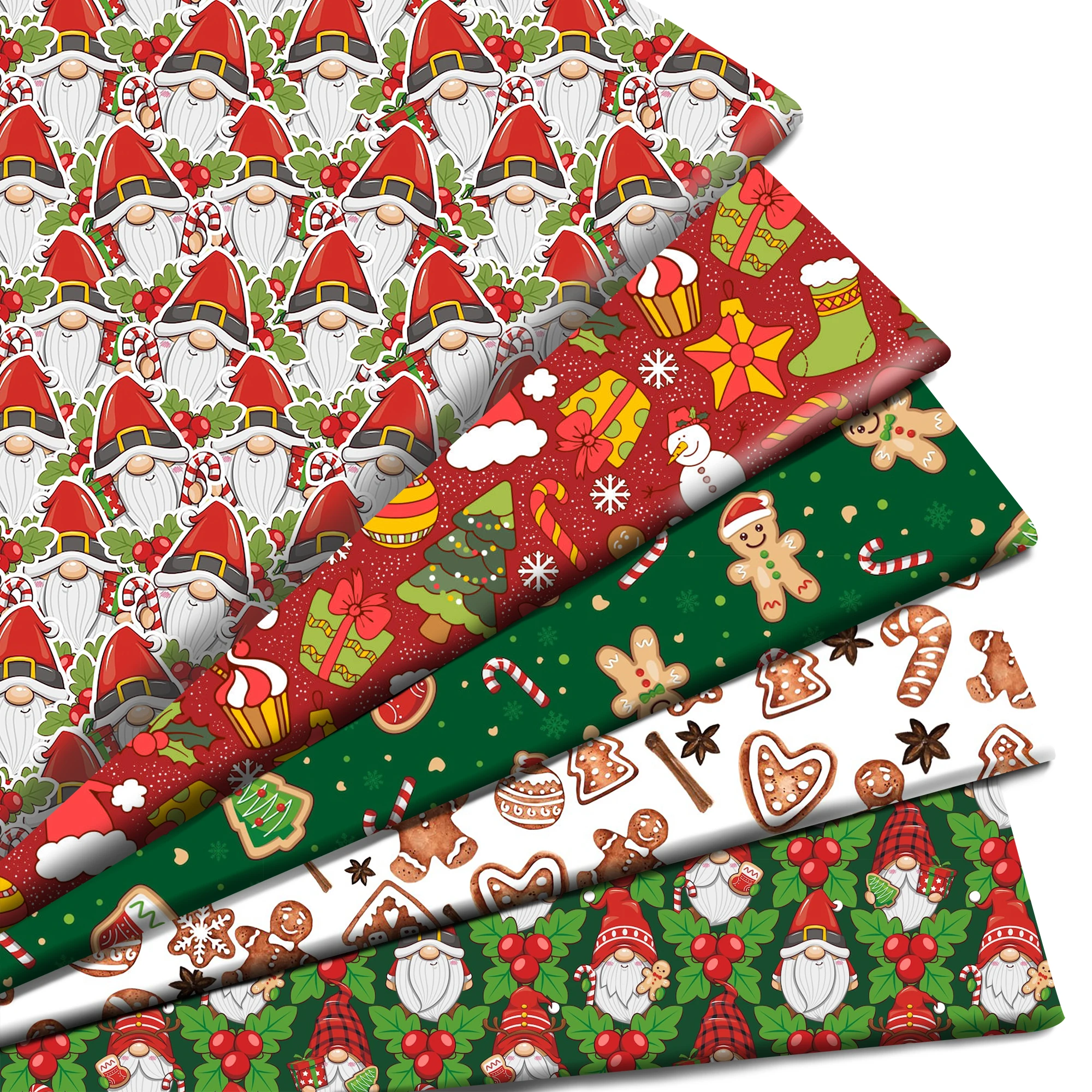 Christmas Tree Snowman Printed Polyester Pure Cotton Material Patchwork Tissue Sewing Quilting Fabrics Needlework DIY Cloth